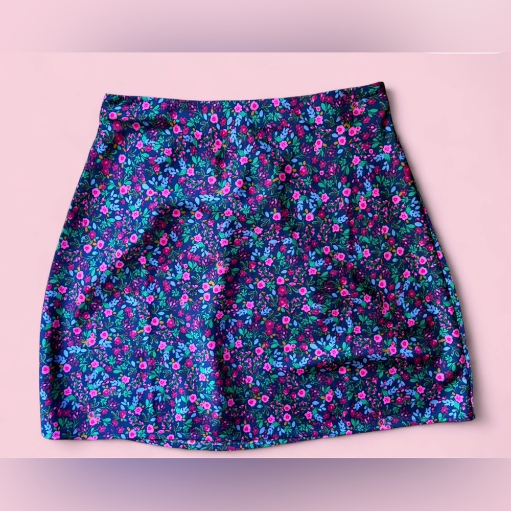 J.Crew Factory Navy Floral Mini Skirt Stretch Waist Size Small